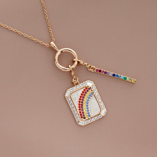Gold Rainbow Bar Austrian Crystal Charm by Bead Landing™